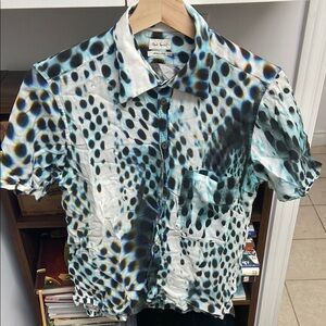 Vintage Paul Smith Men's Blue SoftFocus Dot Print Shirt